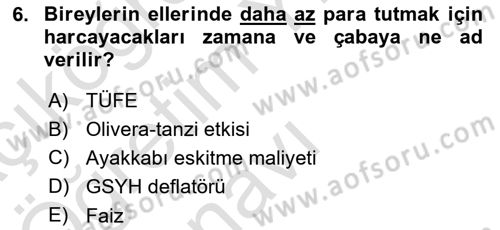 Afet Ekonomisi Ve Sigortacılığı Dersi 2022 - 2023 Yılı Yaz Okulu Sınavı 6. Soru