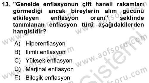 Afet Ekonomisi Ve Sigortacılığı Dersi 2023 - 2024 Yılı (Vize) Ara Sınavı 13. Soru