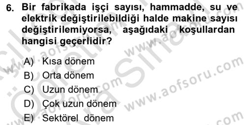 Afet Ekonomisi Ve Sigortacılığı Dersi 2023 - 2024 Yılı (Vize) Ara Sınavı 6. Soru