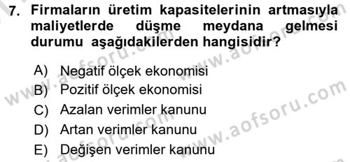 Afet Ekonomisi Ve Sigortacılığı Dersi 2023 - 2024 Yılı (Vize) Ara Sınavı 7. Soru