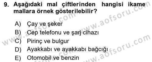 Afet Ekonomisi Ve Sigortacılığı Dersi 2023 - 2024 Yılı (Vize) Ara Sınavı 9. Soru