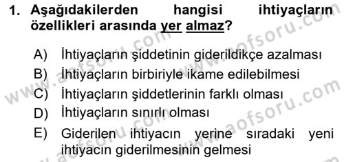 Afet Ekonomisi Ve Sigortacılığı Dersi 2023 - 2024 Yılı (Final) Dönem Sonu Sınavı 1. Soru