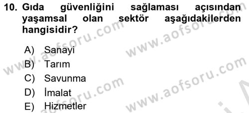 Afet Ekonomisi Ve Sigortacılığı Dersi 2023 - 2024 Yılı (Final) Dönem Sonu Sınavı 10. Soru