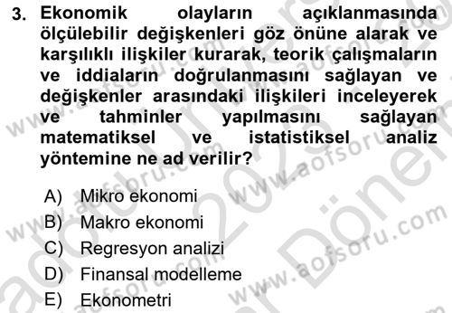 Afet Ekonomisi Ve Sigortacılığı Dersi 2023 - 2024 Yılı (Final) Dönem Sonu Sınavı 3. Soru