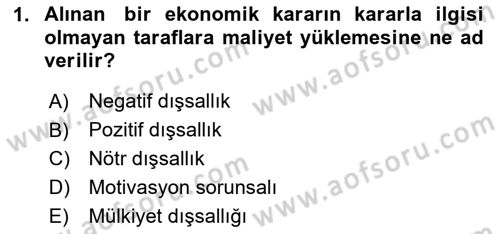 Afet Ekonomisi Ve Sigortacılığı Dersi 2023 - 2024 Yılı Yaz Okulu Sınav Soruları 1. Soru