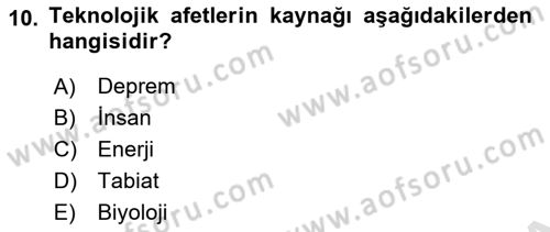 Afet Ekonomisi Ve Sigortacılığı Dersi 2023 - 2024 Yılı Yaz Okulu Sınav Soruları 10. Soru