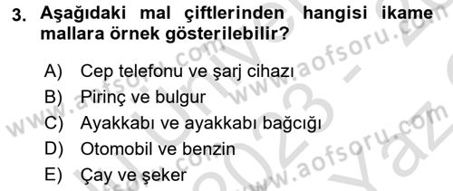 Afet Ekonomisi Ve Sigortacılığı Dersi 2023 - 2024 Yılı Yaz Okulu Sınav Soruları 3. Soru