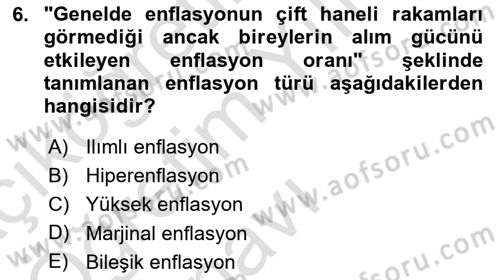 Afet Ekonomisi Ve Sigortacılığı Dersi 2023 - 2024 Yılı Yaz Okulu Sınav Soruları 6. Soru