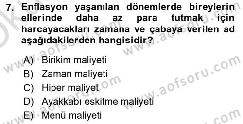 Afet Ekonomisi Ve Sigortacılığı Dersi 2023 - 2024 Yılı Yaz Okulu Sınav Soruları 7. Soru