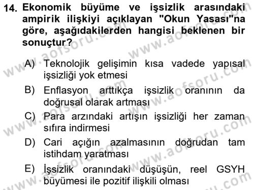 Afet Ekonomisi Ve Sigortacılığı Dersi 2025 - 2026 Yılı (Vize) Ara Sınav Soruları 14. Soru