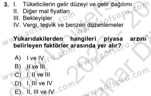 Afet Ekonomisi Ve Sigortacılığı Dersi 2025 - 2026 Yılı (Vize) Ara Sınav Soruları 3. Soru
