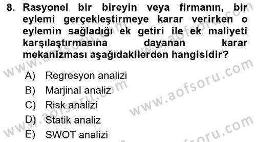 Afet Ekonomisi Ve Sigortacılığı Dersi 2025 - 2026 Yılı (Vize) Ara Sınav Soruları 8. Soru