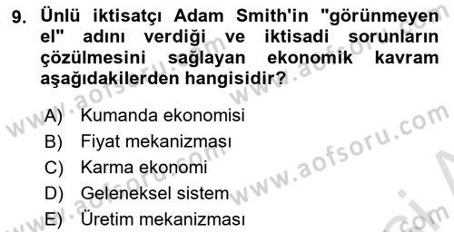 Afet Ekonomisi Ve Sigortacılığı Dersi 2025 - 2026 Yılı (Vize) Ara Sınav Soruları 9. Soru