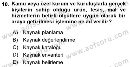 Acil Durum ve Afetlerde Ulaştırma Yönetimi ve Uygulamaları Dersi 2023 - 2024 Yılı Yaz Okulu Sınav Soruları 10. Soru