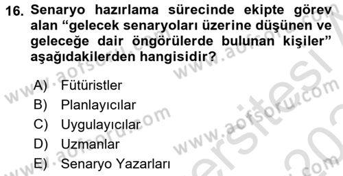 Acil Durum ve Afetlerde Ulaştırma Yönetimi ve Uygulamaları Dersi 2023 - 2024 Yılı Yaz Okulu Sınav Soruları 16. Soru
