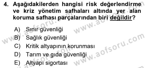 Acil Durum ve Afetlerde Ulaştırma Yönetimi ve Uygulamaları Dersi 2023 - 2024 Yılı Yaz Okulu Sınav Soruları 4. Soru