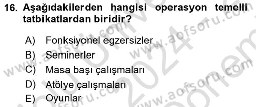 Acil Durum ve Afetlerde Ulaştırma Yönetimi ve Uygulamaları Dersi 2024 - 2025 Yılı (Final) Dönem Sonu Sınav Soruları 16. Soru
