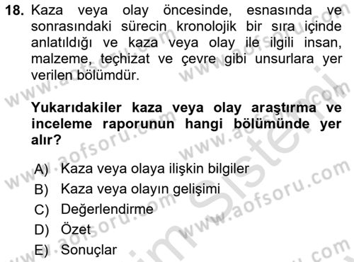 Acil Durum ve Afetlerde Ulaştırma Yönetimi ve Uygulamaları Dersi 2024 - 2025 Yılı (Final) Dönem Sonu Sınav Soruları 18. Soru