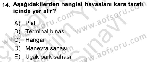 Acil Durum ve Afetlerde Ulaştırma Yönetimi ve Uygulamaları Dersi 2025 - 2026 Yılı (Vize) Ara Sınav Soruları 14. Soru