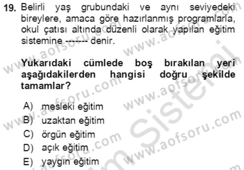 Göç Ve Göç Sorunları Dersi 2019 - 2020 Yılı (Vize) Ara Sınavı 19. Soru