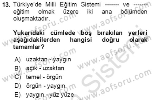 Göç Ve Göç Sorunları Dersi 2021 - 2022 Yılı (Vize) Ara Sınavı 13. Soru