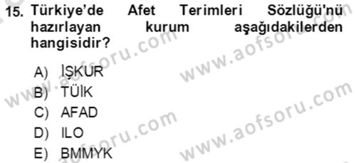 Göç Ve Göç Sorunları Dersi 2021 - 2022 Yılı (Vize) Ara Sınavı 15. Soru