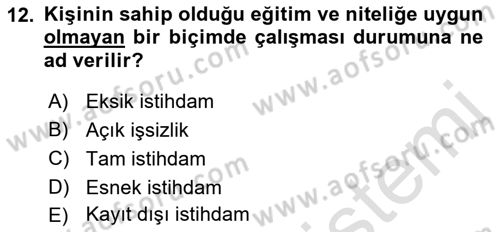 Göç Ve Göç Sorunları Dersi 2021 - 2022 Yılı Yaz Okulu Sınavı 12. Soru