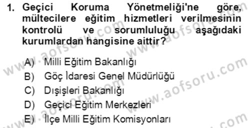 Göç Ve Göç Sorunları Dersi 2022 - 2023 Yılı (Final) Dönem Sonu Sınavı 1. Soru