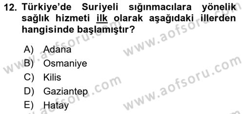 Göç Ve Göçmen Sorunları Dersi 2018 - 2019 Yılı 3 Ders Sınav Soruları 12. Soru
