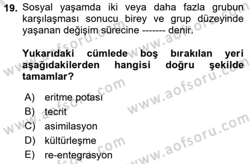 Göç Ve Göçmen Sorunları Dersi 2018 - 2019 Yılı 3 Ders Sınav Soruları 19. Soru