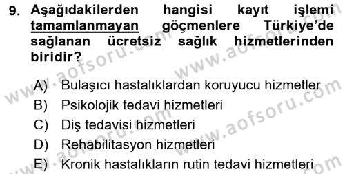 Göç Ve Göçmen Sorunları Dersi 2018 - 2019 Yılı 3 Ders Sınav Soruları 9. Soru