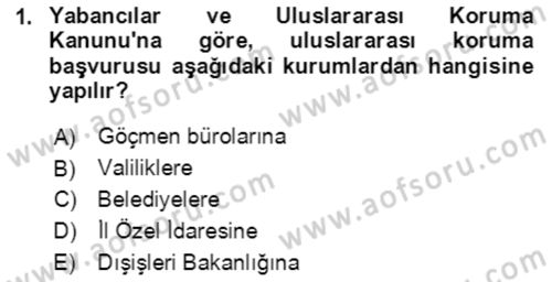 Göç Ve Göçmen Sorunları Dersi Ara Sınavı Deneme Sınav Soruları 1. Soru
