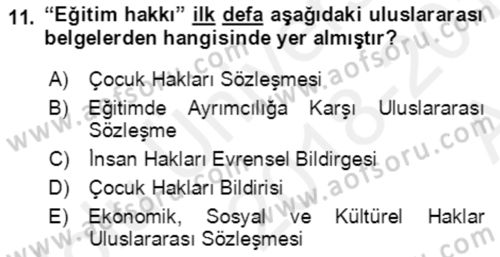 Göç Ve Göçmen Sorunları Dersi 2018 - 2019 Yılı (Vize) Ara Sınav Soruları 11. Soru