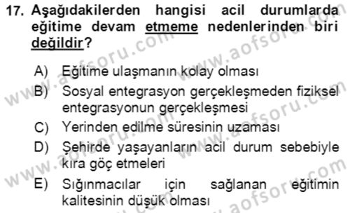 Göç Ve Göçmen Sorunları Dersi Ara Sınavı Deneme Sınav Soruları 17. Soru