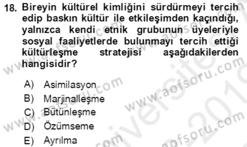 Göç Ve Göçmen Sorunları Dersi 2018 - 2019 Yılı (Final) Dönem Sonu Sınav Soruları 18. Soru