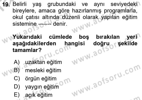 Göç Ve Göçmen Sorunları Dersi 2018 - 2019 Yılı Yaz Okulu Sınav Soruları 19. Soru