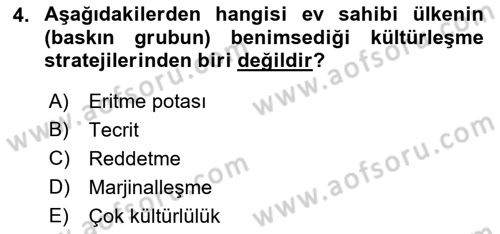 Göç Ve Göçmen Sorunları Dersi 2018 - 2019 Yılı Yaz Okulu Sınav Soruları 4. Soru