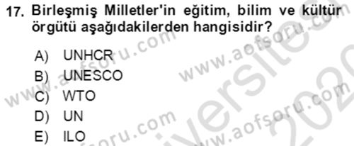 Göç Ve Göçmen Sorunları Dersi Ara Sınavı Deneme Sınav Soruları 17. Soru