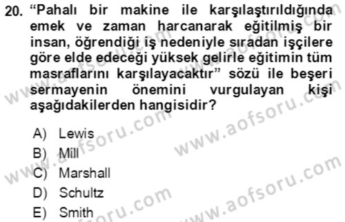 Göç Ve Göçmen Sorunları Dersi Ara Sınavı Deneme Sınav Soruları 20. Soru