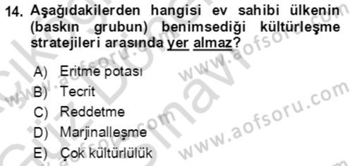 Göç Ve Göçmen Sorunları Dersi 2019 - 2020 Yılı (Final) Dönem Sonu Sınav Soruları 14. Soru
