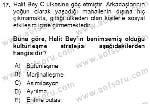 Göç Ve Göçmen Sorunları Dersi 2019 - 2020 Yılı (Final) Dönem Sonu Sınav Soruları 17. Soru