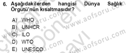 Göç Ve Göçmen Sorunları Dersi 2019 - 2020 Yılı (Final) Dönem Sonu Sınav Soruları 6. Soru