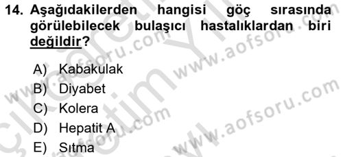 Göç Ve Göçmen Sorunları Dersi 2020 - 2021 Yılı Yaz Okulu Sınav Soruları 14. Soru