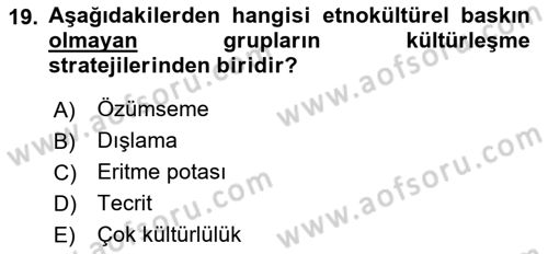 Göç Ve Göçmen Sorunları Dersi 2020 - 2021 Yılı Yaz Okulu Sınav Soruları 19. Soru