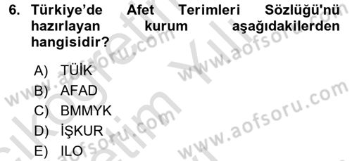 Göç Ve Göçmen Sorunları Dersi 2020 - 2021 Yılı Yaz Okulu Sınav Soruları 6. Soru