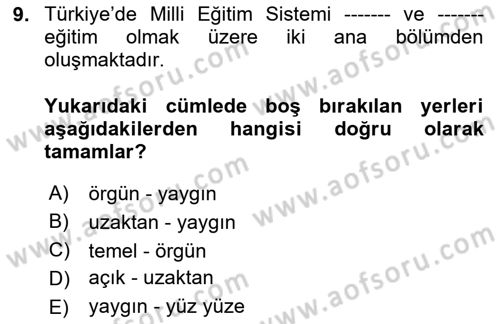 Göç Ve Göçmen Sorunları Dersi 2020 - 2021 Yılı Yaz Okulu Sınav Soruları 9. Soru