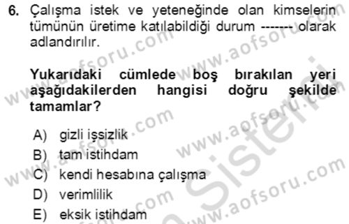 Göç Ve Göçmen Sorunları Dersi 2021 - 2022 Yılı (Final) Dönem Sonu Sınav Soruları 6. Soru