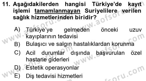 Göç Ve Göçmen Sorunları Dersi 2021 - 2022 Yılı Yaz Okulu Sınav Soruları 11. Soru