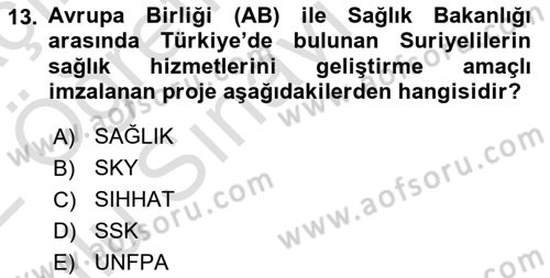 Göç Ve Göçmen Sorunları Dersi 2021 - 2022 Yılı Yaz Okulu Sınav Soruları 13. Soru