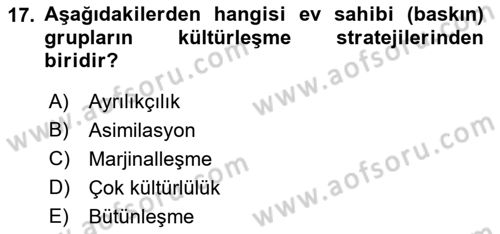 Göç Ve Göçmen Sorunları Dersi 2021 - 2022 Yılı Yaz Okulu Sınav Soruları 17. Soru
